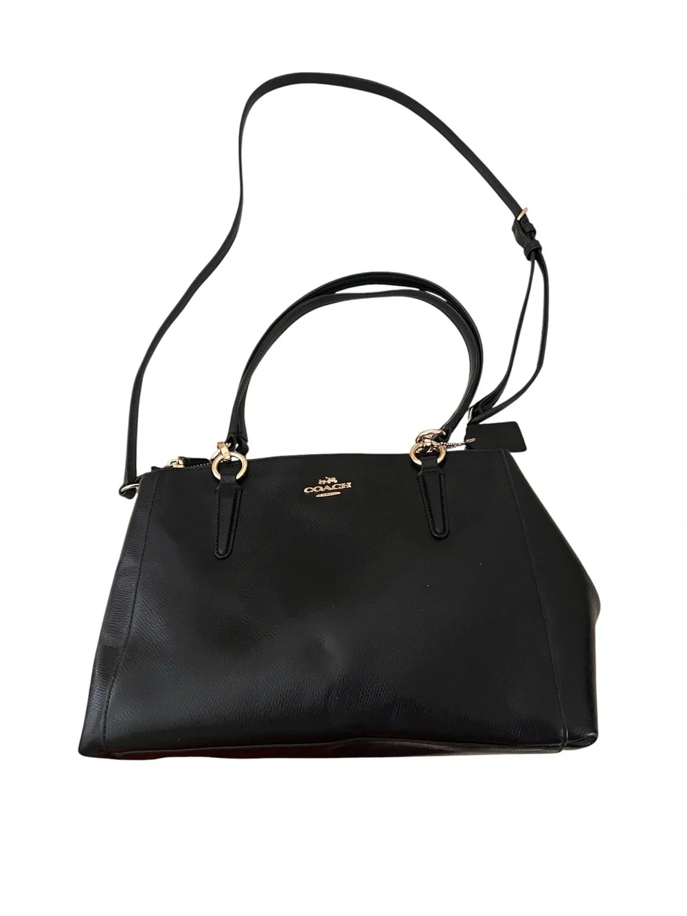Coach Black Leather Satchel with Gold Accents